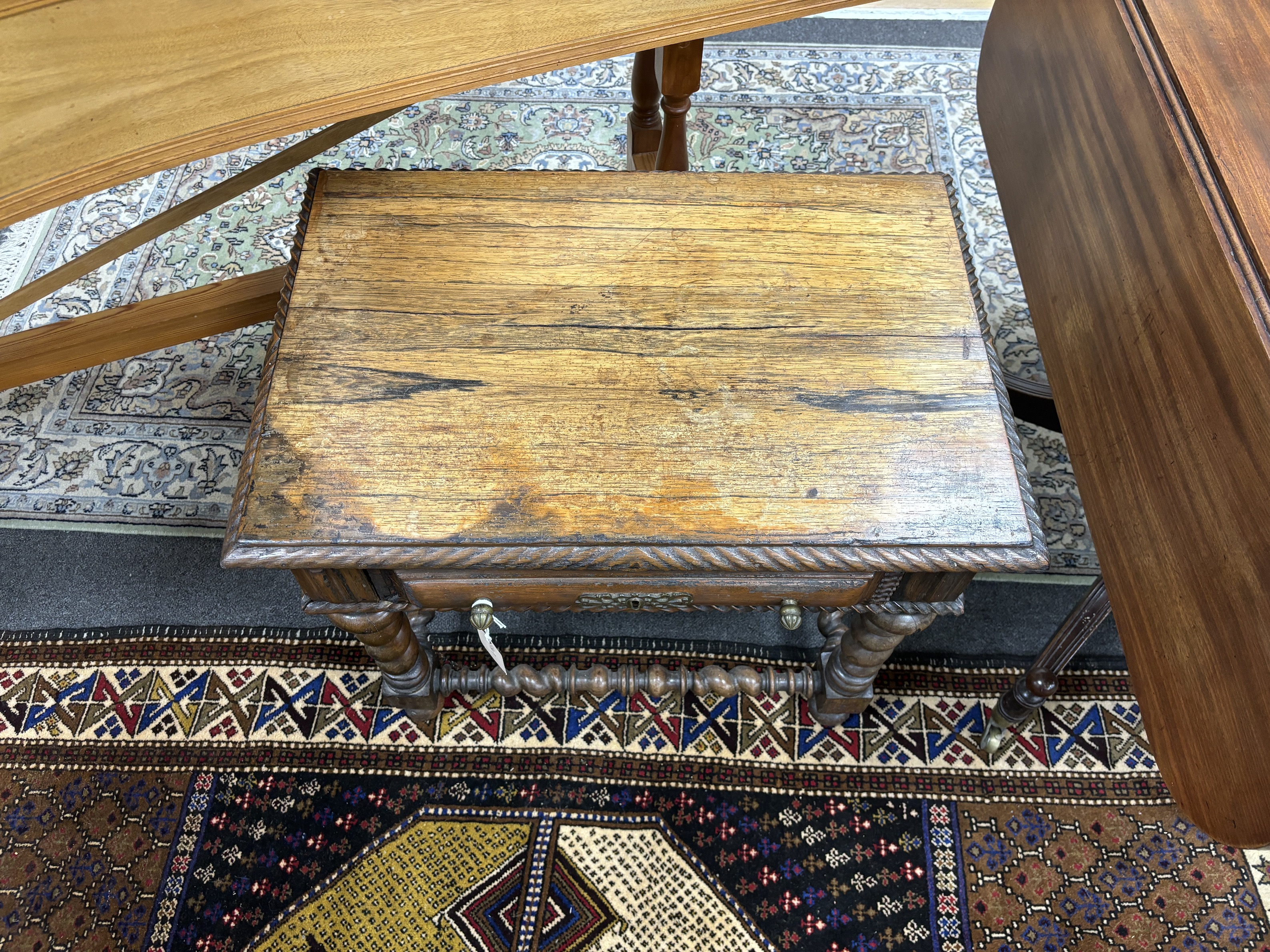 An 18th century style Portuguese rosewood low side table, width 65cm, depth 43cm, height 57cm